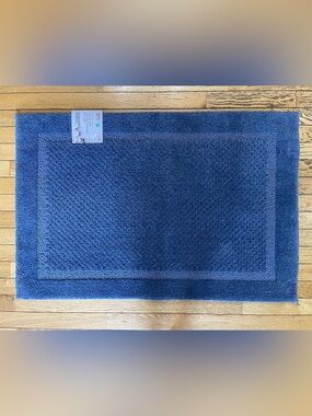 New Purely Indulgent Plush Navy Bath Mat- Soft Absorbent Floor Mat